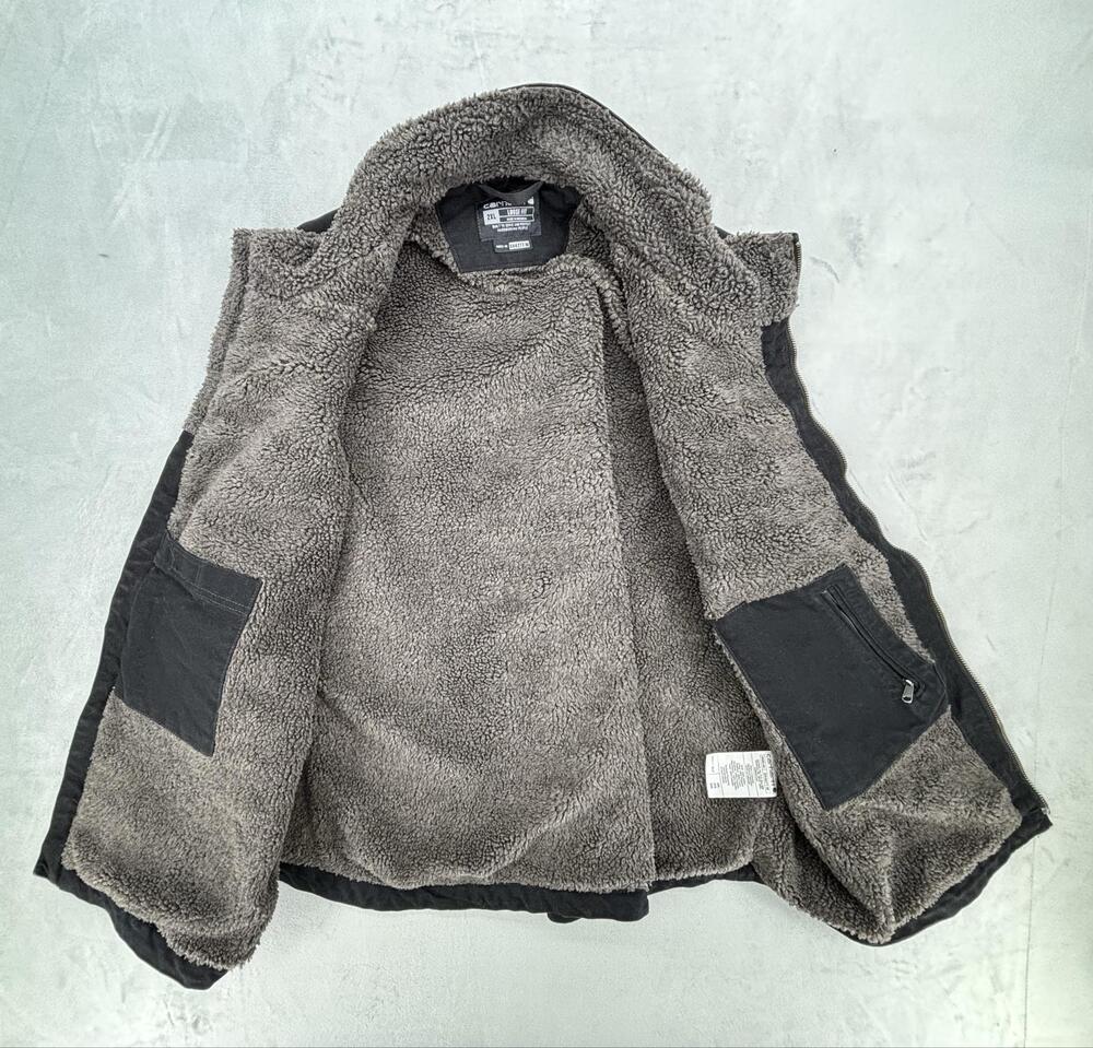 Carhartt Vest Mens 2XL Black Lined Insulated Canvas Workwear Full Zip OV4277-M - Picture 3 of 10